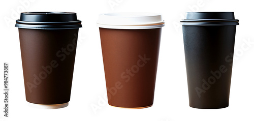 Wallpaper Mural Coffee cups, three takeaway, isolated on a transparent background Torontodigital.ca