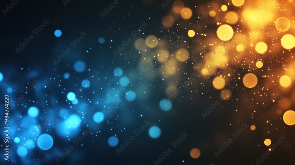 A mesmerizing blend of blue and gold bokeh lights creating a dreamy, abstract background. A mesmerizing blend of blue and gold bokeh lights creating a dreamy, abstract background.