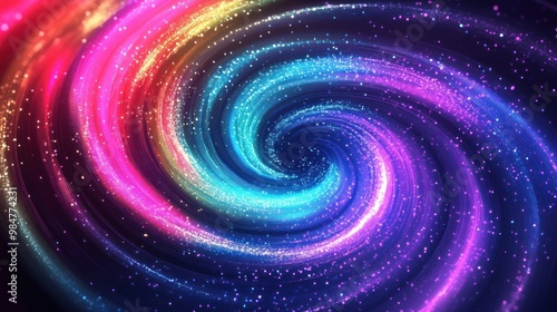 A vibrant galaxy swirl of colorful light, showcasing a mesmerizing whirl of pink, blue, and purple hues.