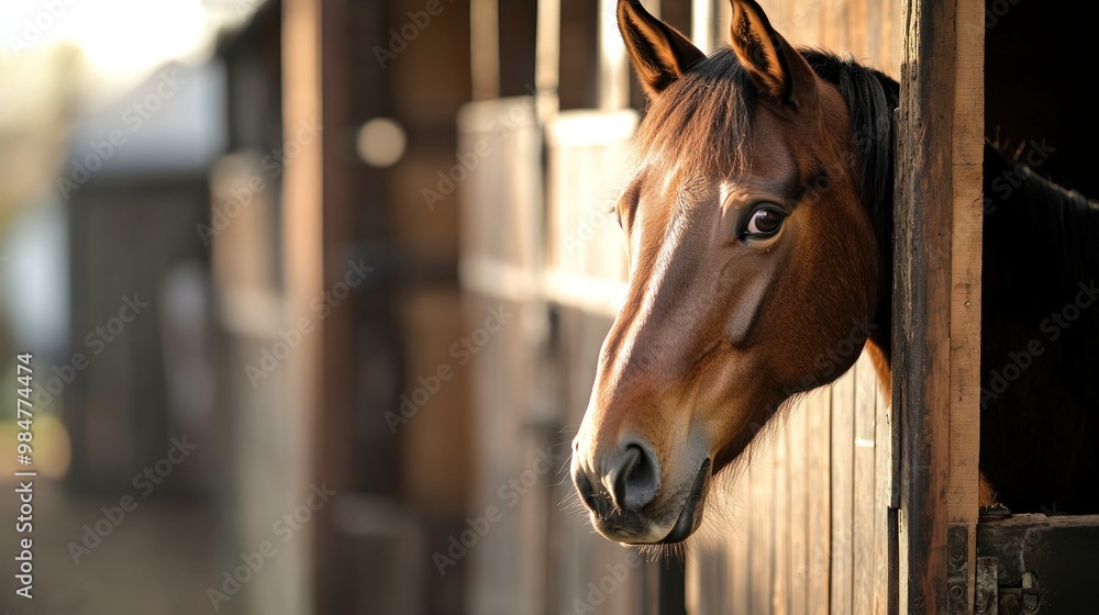 Fototapeta premium Horse Looking Out of Stall