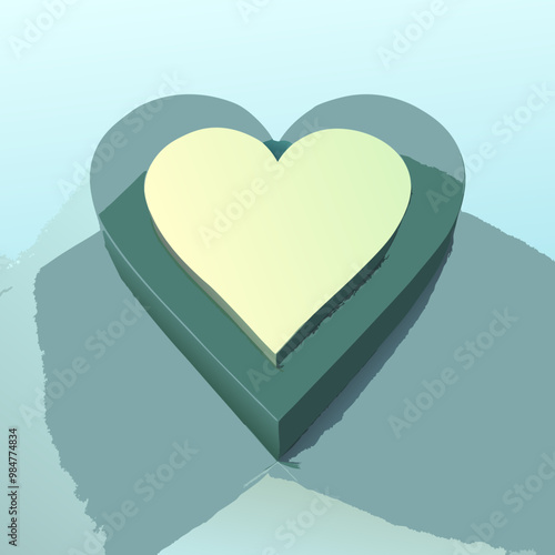 Heart-shaped eco symbol, green and cream tones, environmental love concept