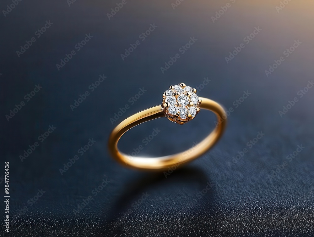 Macro view of a ring with a cluster of small diamonds set in an organic shape, Cluster Ring, Nature-Inspired Design Macro view of a ring with a cluster of small diamonds set in an organic shape, Cluster Ring, Nature-Inspired Design