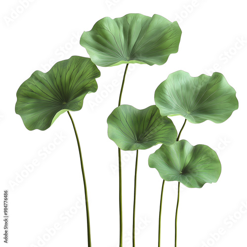 green lotus leaves isolated on transparent background Generative Ai.

