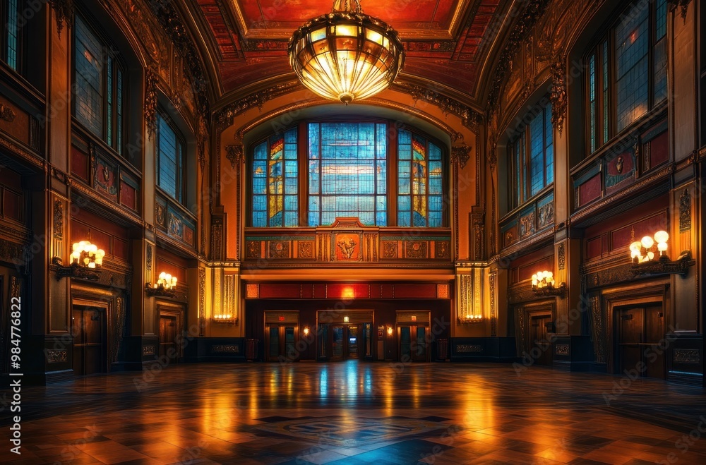 Grand Hall with Stained Glass Window Grand Hall with Stained Glass Window