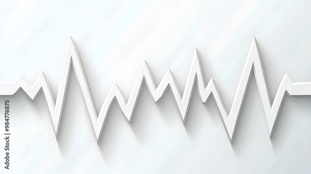 Heartbeat Graph: A white line chart with jagged peaks and valleys—a visual representation of cardiac stress. The danger zone for patients with coronary issues. Copy space for statistics. Heartbeat Graph: A white line chart with jagged peaks and valleys—a visual representation of cardiac stress. The danger zone for patients with coronary issues. Copy space for statistics.