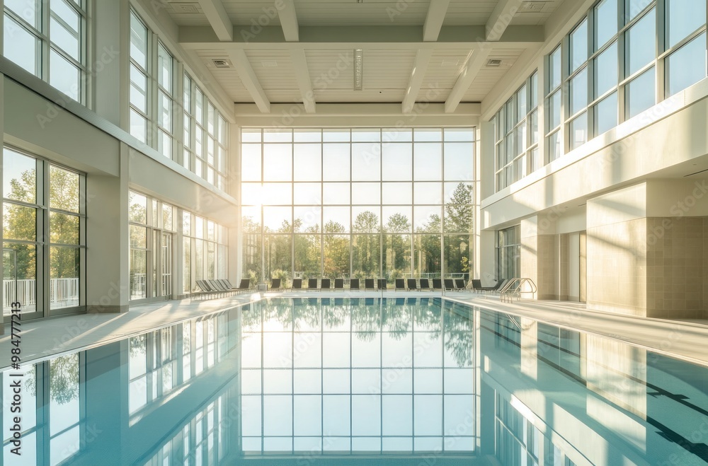 Indoor Pool with Large Windows and Sunlight Indoor Pool with Large Windows and Sunlight