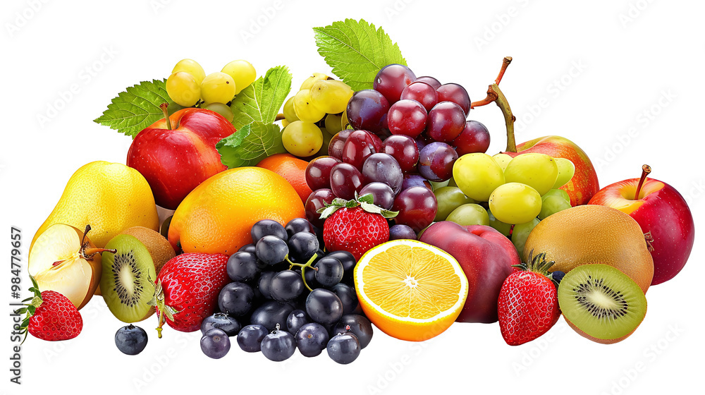 Bunch of fresh colorful fruits. On transparent background. PNG Bunch of fresh colorful fruits. On transparent background. PNG