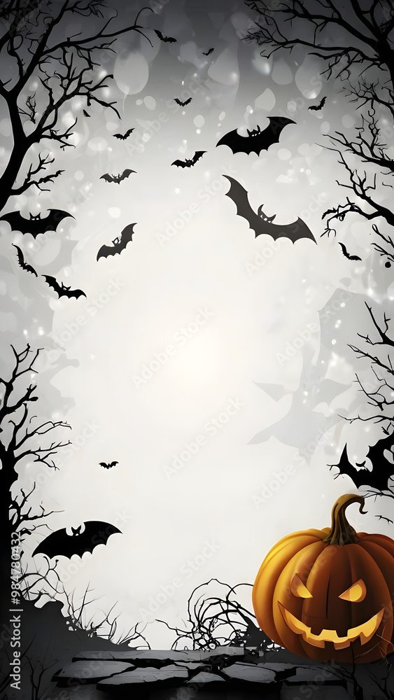 Spooky Halloween Elements on Blank Border Background Template, Ideal for Party Flyers, Invitations, and Event Promotions with Festive Halloween-Themed Graphics Spooky Halloween Elements on Blank Border Background Template, Ideal for Party Flyers, Invitations, and Event Promotions with Festive Halloween-Themed Graphics