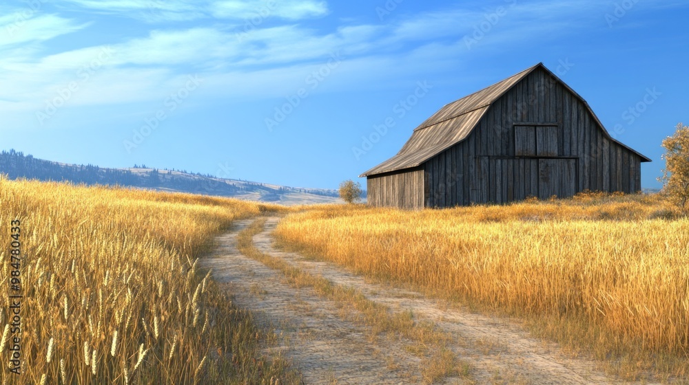 Rustic Barn in a Golden Field Rustic Barn in a Golden Field