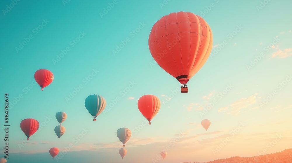 Fototapeta premium Hot air balloons floating in the sky