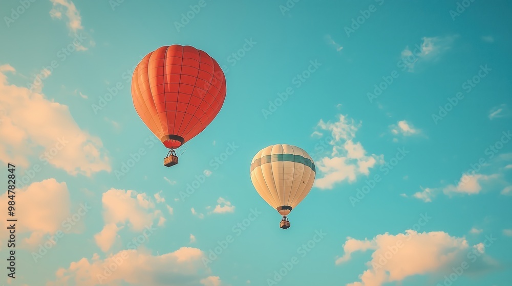 Obraz premium Hot air balloons floating in the sky