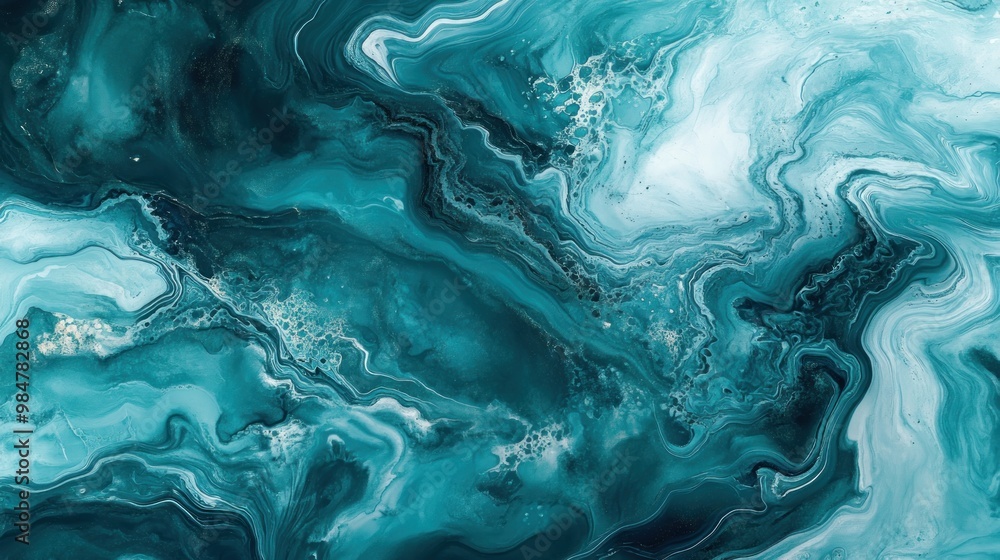 Abstract fluid art with shades of teal and white, creating a soothing and dynamic ocean-like texture. Abstract fluid art with shades of teal and white, creating a soothing and dynamic ocean-like texture.