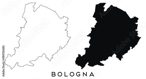 Bologna map outline and black silhouette vector