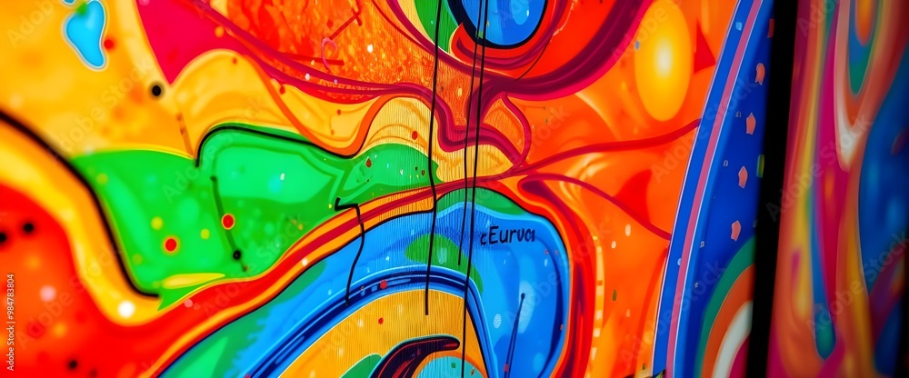 Obraz premium The screen’s vibrant colors and the detailed textures screen displaying abstract 