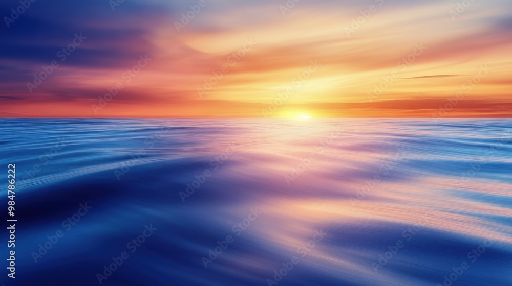A stunning sunset over a tranquil ocean, showcasing vibrant hues of orange, pink, and purple reflecting on the water. A stunning sunset over a tranquil ocean, showcasing vibrant hues of orange, pink, and purple reflecting on the water.