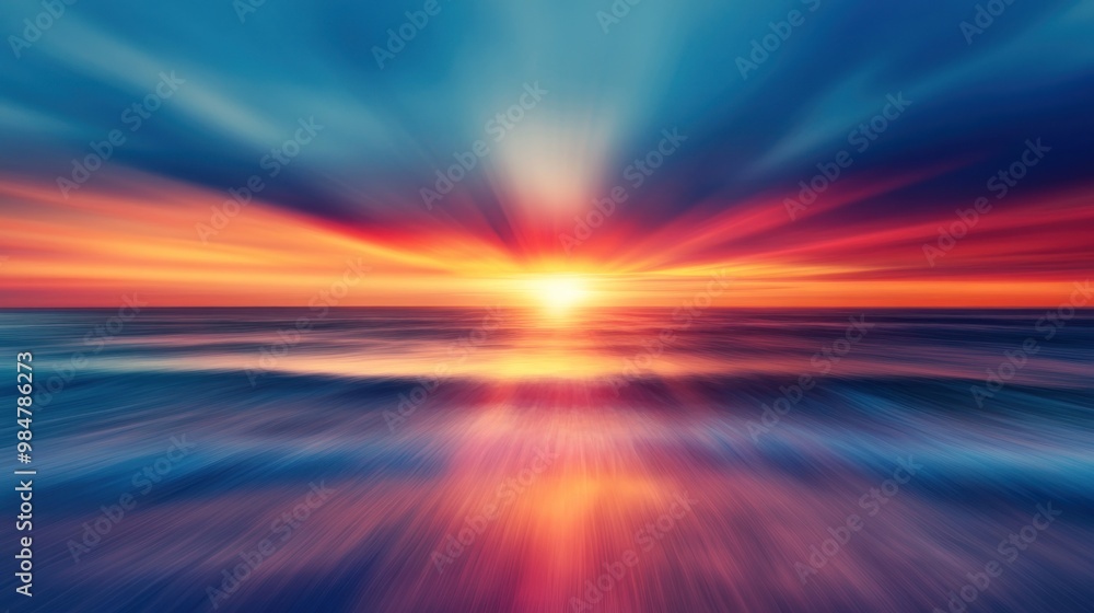 A stunning sunset over the ocean, with vibrant colors merging into a serene atmosphere. A stunning sunset over the ocean, with vibrant colors merging into a serene atmosphere.