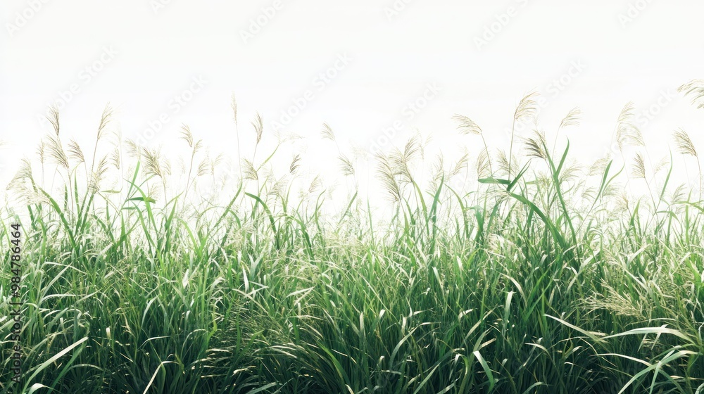 A serene landscape showcasing tall greenery swaying gently in the breeze against a soft, light background. A serene landscape showcasing tall greenery swaying gently in the breeze against a soft, light background.