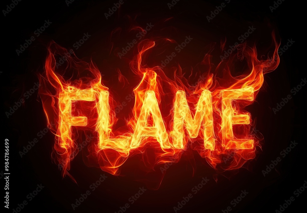 Flame text on flames, fiery text Flame text on flames, fiery text