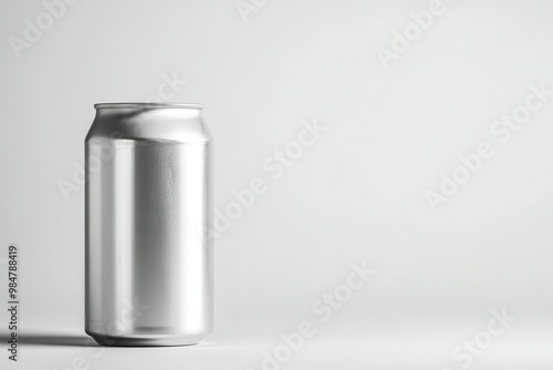 Vertical aluminum drink container set against a clean white background photo