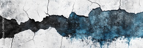 An artistic and detailed depiction of a cracked surface that prominently features a stunning blue accent
