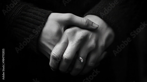 Sexuality and intimacy in relationships, close-up of hands gently intertwined, symbolizing trust and emotional depth