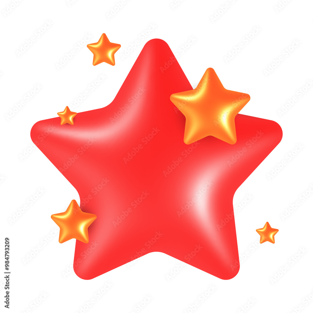 3d vector red star with golden twinkles 3d vector red star with golden twinkles