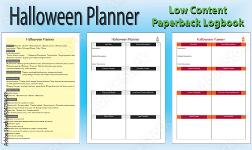Halloween Planner low content paperback Logbook, October 31st Party Management Journal for Halloween Celebrations