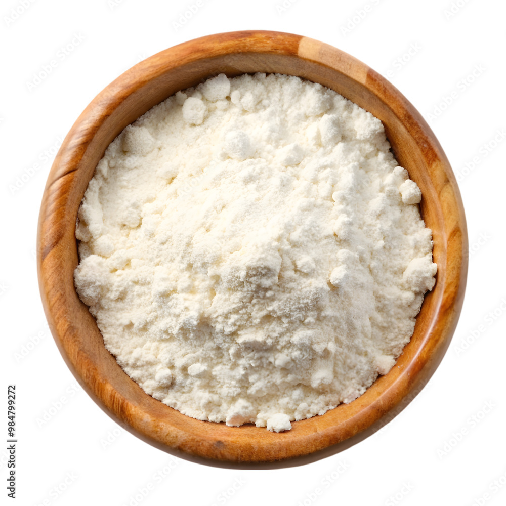 Flour wooden bowl isolated on transparent background Flour wooden bowl isolated on transparent background