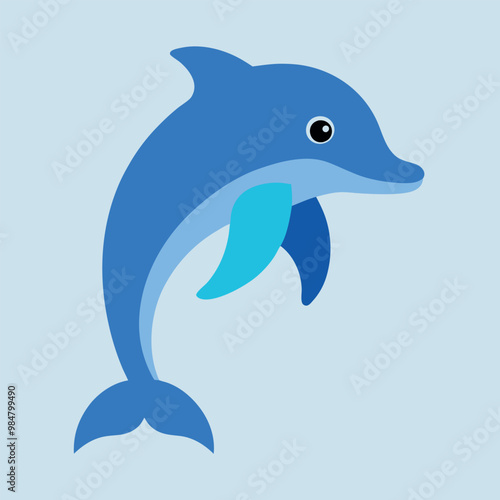 Bottlenose dolphin vector art illustration.
