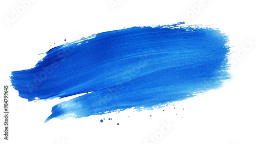 Blue paint brush strokes, isolated on transparent background