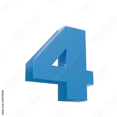 Free Download A 3D-rendered blue number 4 on a transparent background isolated on transparency PNG background, ideal for educational materials, websites, or digital presentations needing numerical illustrations, - GFXLoad