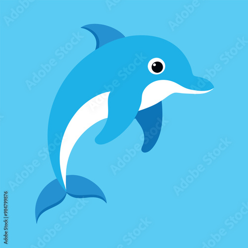 Bottlenose dolphin vector art illustration.
