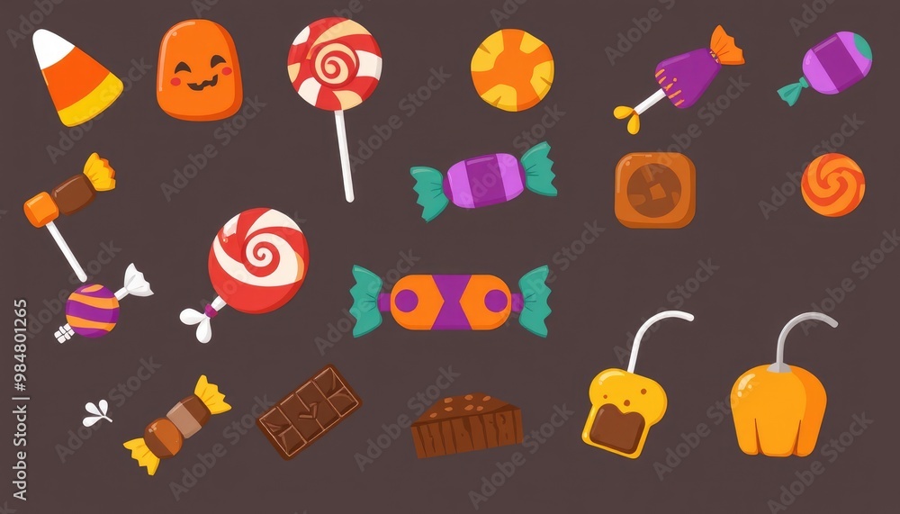 set of halloween pumpkins. set of icons for halloween. halloween pumpkin set. halloween pumpkin icons. halloween candy icons. candy icon set. candy vector. candy design