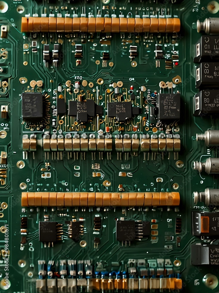 Circuit board with detailed electronic connections. Circuit board with detailed electronic connections.