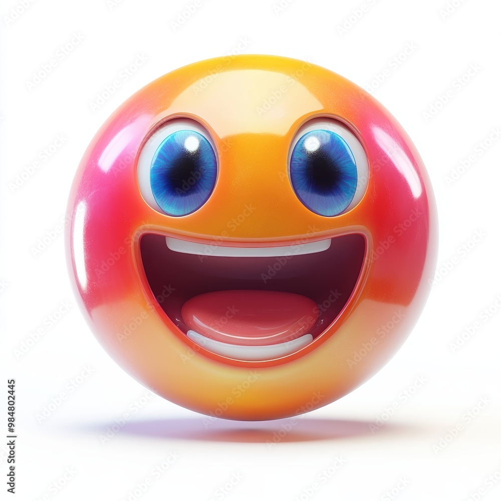 Fototapeta premium Joyful Smiling Face Icon in 3D Design