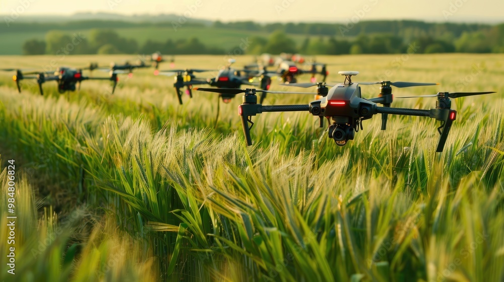 Advanced drone swarm monitoring agricultural fields. Advanced drone swarm monitoring agricultural fields.