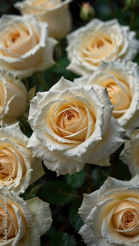 Close-up of white rose blossoms Close-up of white rose blossoms