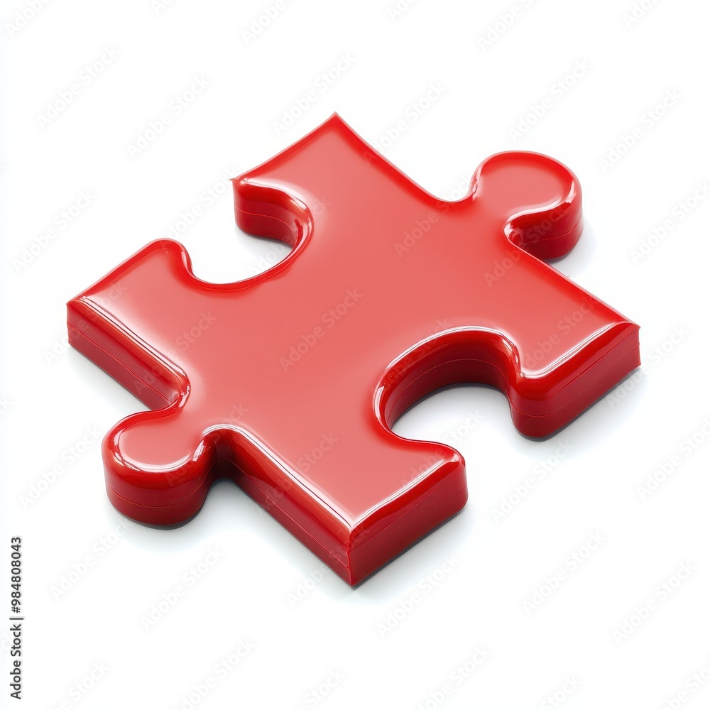 A vibrant red puzzle piece, symbolizing problem-solving and connectivity in various contexts, including education and teamwork, white background A vibrant red puzzle piece, symbolizing problem-solving and connectivity in various contexts, including education and teamwork, white background