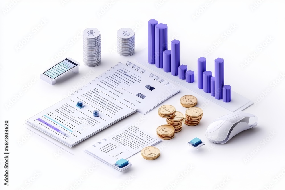 Bookkeeping and data accuracy, illustrated in an abstract form with clean lines and organized documents Bookkeeping and data accuracy, illustrated in an abstract form with clean lines and organized documents