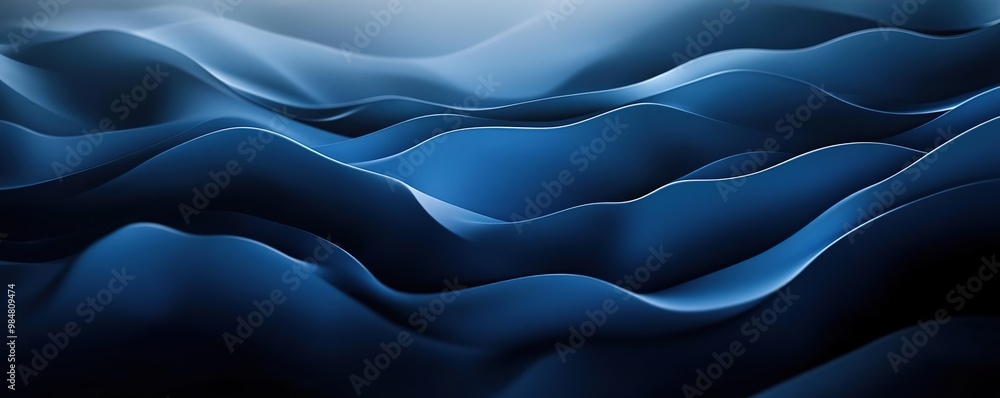 Obraz premium A serene abstract representation of flowing waves in deep blue tones, evoking tranquility and harmony in the ocean.
