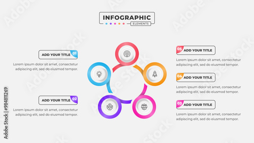 Vector 5 steps business process infographic design template