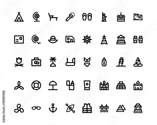 Travel and holidays icons vectors