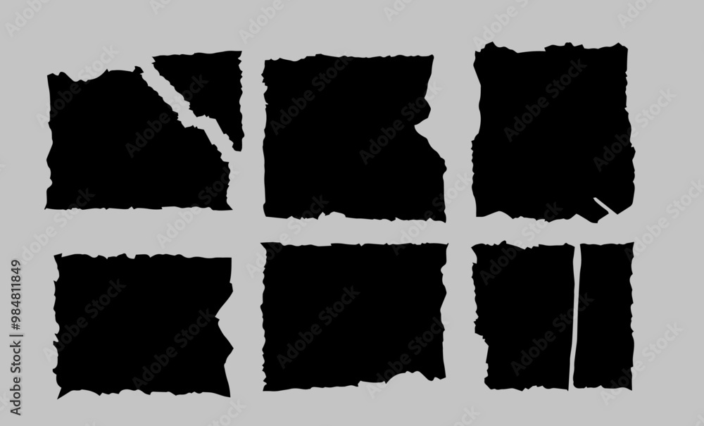 flat ripped black pieces of paper torn flat ripped black pieces of paper torn