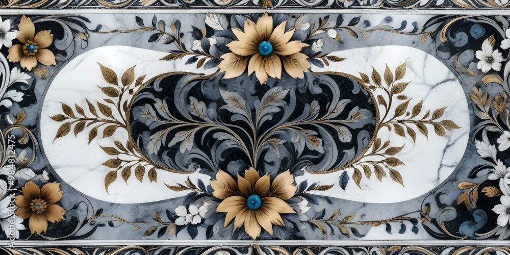 A marble surface with a floral pattern A marble surface with a floral pattern