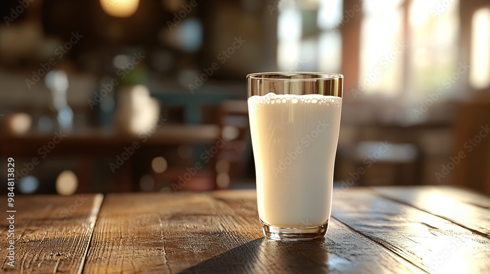 Glass of Milk on Wooden Table: A Simple and Refreshing Drink Glass of Milk on Wooden Table: A Simple and Refreshing Drink