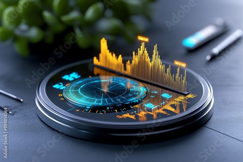 Measuring bounce rate for website performance, illustrated with geometric charts showing high exit rates photo