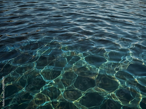 Crystal-clear water surface showing gentle ripples and light reflections.