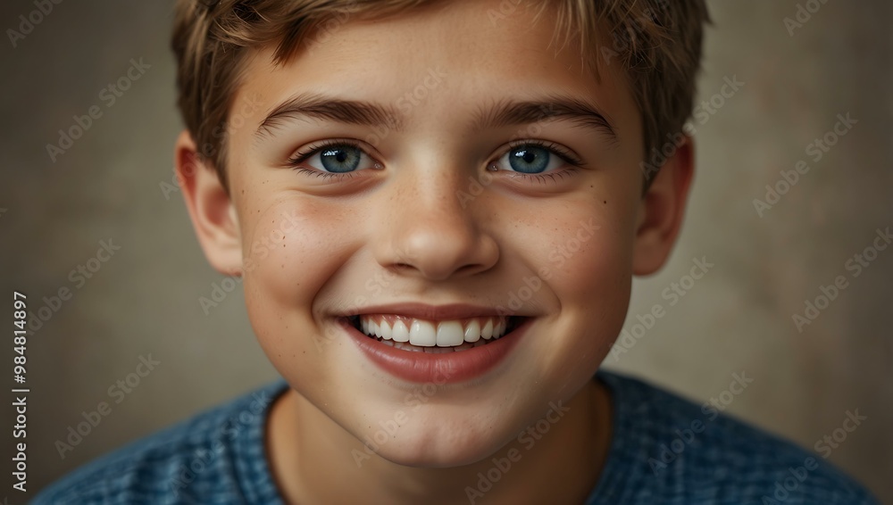 Cute boy smiling with perfect teeth for an ad. Cute boy smiling with perfect teeth for an ad.