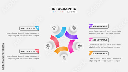 Vector 5 steps business process infographic design template