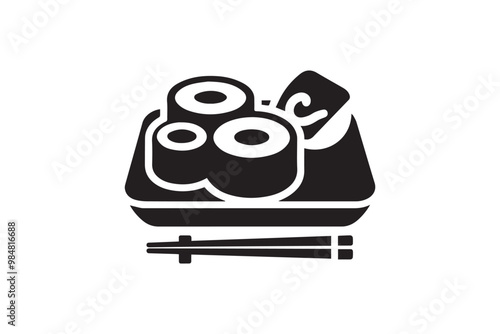 shushi food clipart vector silhouette isolated in white background